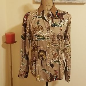 British Khaki Western fitted ladies shirt sz6 - worn once